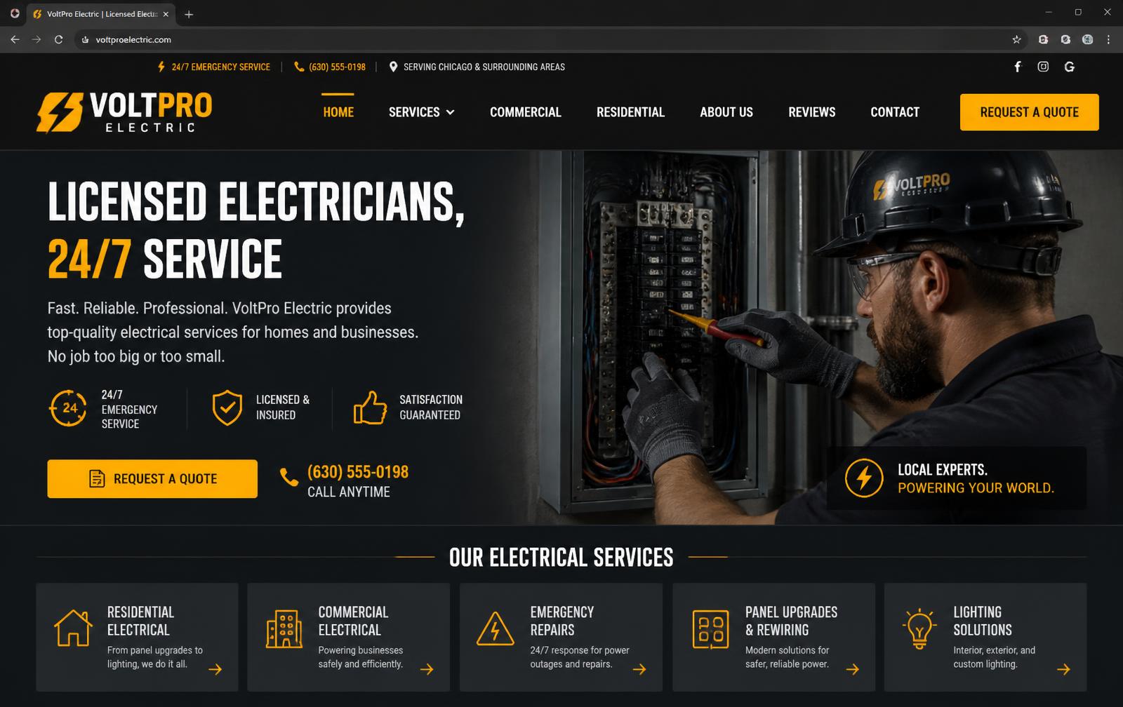 Electrical contractor website design