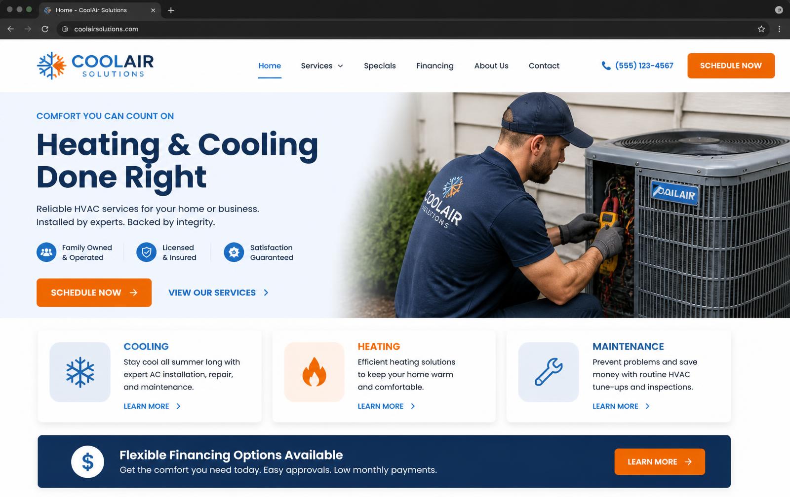 HVAC company website design